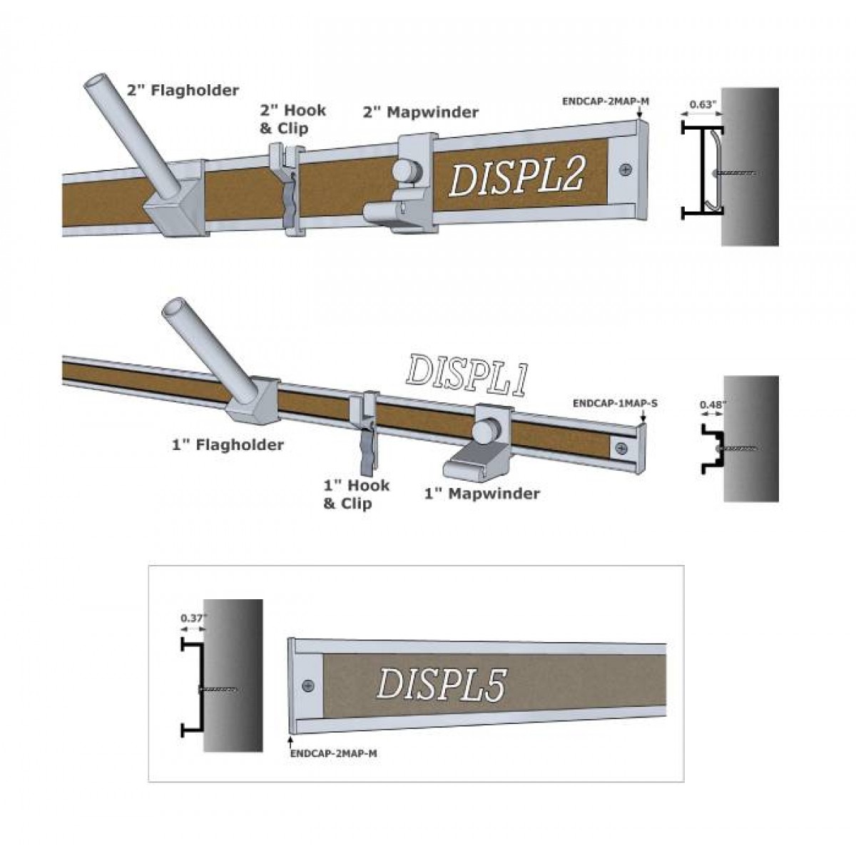 Finished Display Rail - Tan - NUTMEG SPICE - TAN - DISPLAY RAILS ...